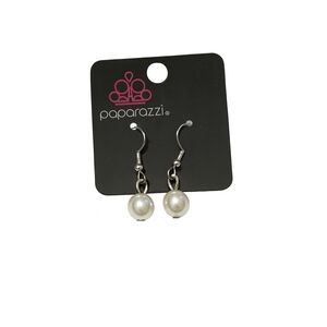 Paparazzi Silver and White Pearl Earrings